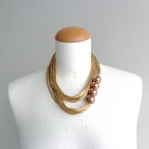 Beige Gold Pearl Necklace