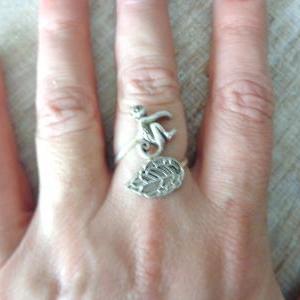 Monkey Ring With A Leaf, Adjustable Ring