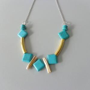 Turquoise Gem Geometric Necklace