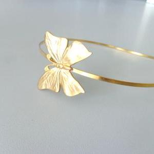 Gold Butterfly Metal Headband Or Tiara