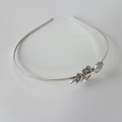 Silver Pearl Flower Metal Headband Hair Accessory