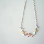 Orange Branches Necklace With Yellow And Teal