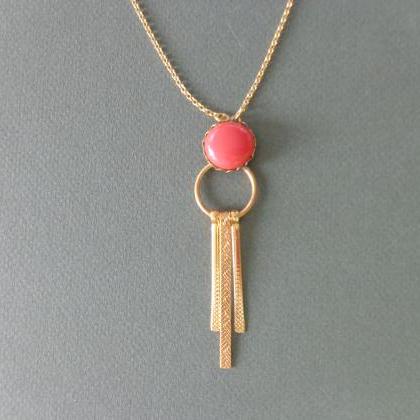 Fan Tassel Modern Gold Necklace With Orange