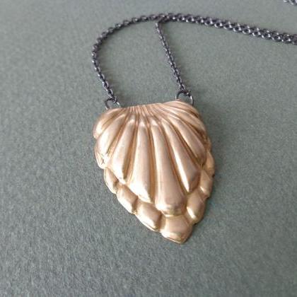 Vintage Brass Necklace Shell