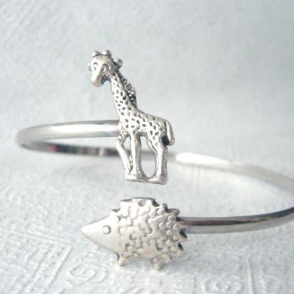 Hedgehog Wrap Bracelet With A Giraffe, Hedgehog..