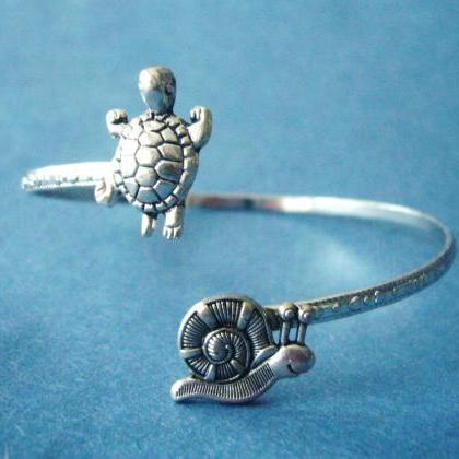 Turtle Bracelet Wrap Style With A Snail, Snail..