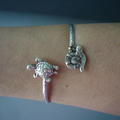 Turtle Bracelet Wrap Style With A Snail, Snail..