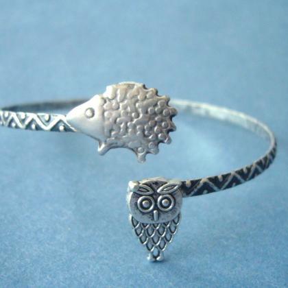 Silver Owl Hedgehog Bracelet