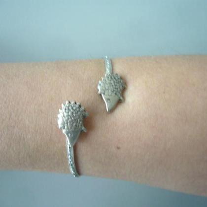 Silver Hedgehog Bracelet, Hedgehog Wrap