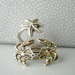 Crab Ring With A Shell Wrap Style, Adjustable..
