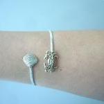 Silver Crab Bracelet With A Shell, Wrap Style