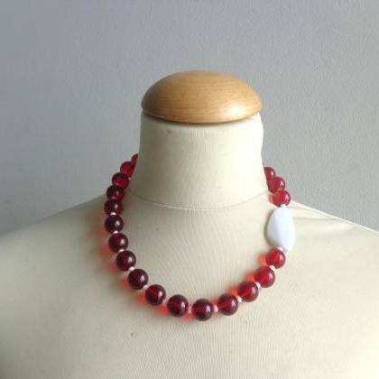 Red Wine Necklace,short Beaded Necklace,dark Red..