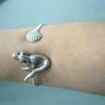 Silver Mermaid Cuff Bracelet With A Shell Wrap..