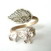 silver Lion wrap ring, adjustable ring, animal ring