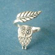 owl ring with a leaf wrap style
