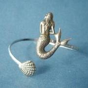 mermaid bracelet with a shell, wrap jewelry