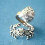 crab ring with a shell wrap style, adjustable ring, fish ring