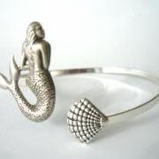 mermaid bracelet with a seashell. wrap mermaid jewelery