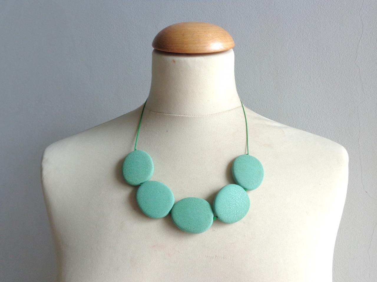 Giant Mint Green Pebble Statement Necklace