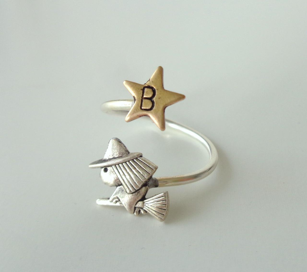 Personalized Witch Star Adjustable Ring
