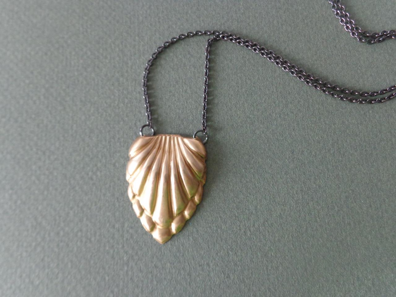 Vintage Brass Necklace Shell
