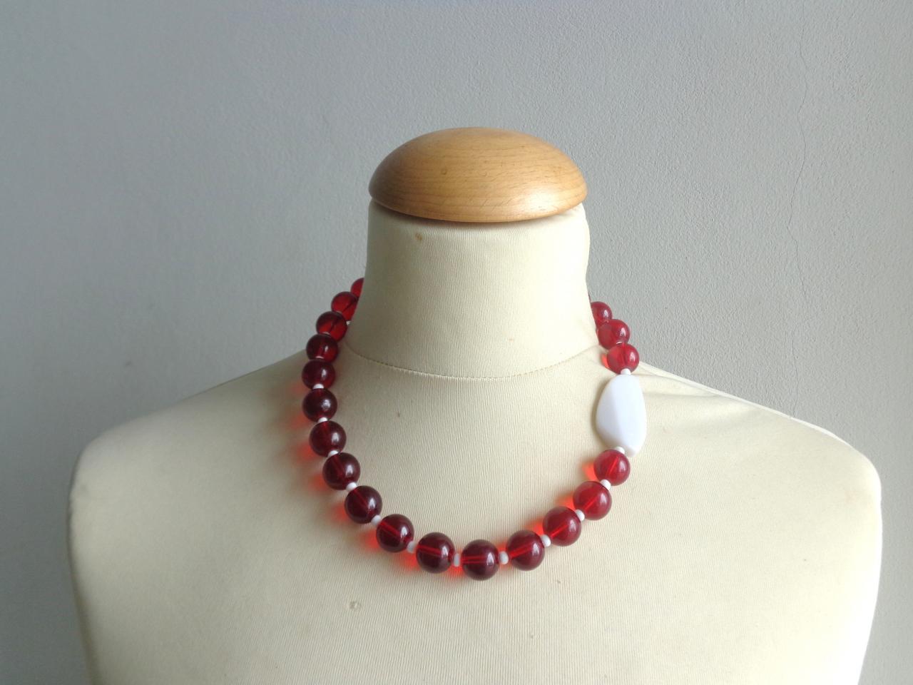 Red Wine Necklace,short Beaded Necklace,dark Red Necklace,pomegranate Red Necklace,ruby Red Necklace,burgundy Necklace,retro Red Necklace