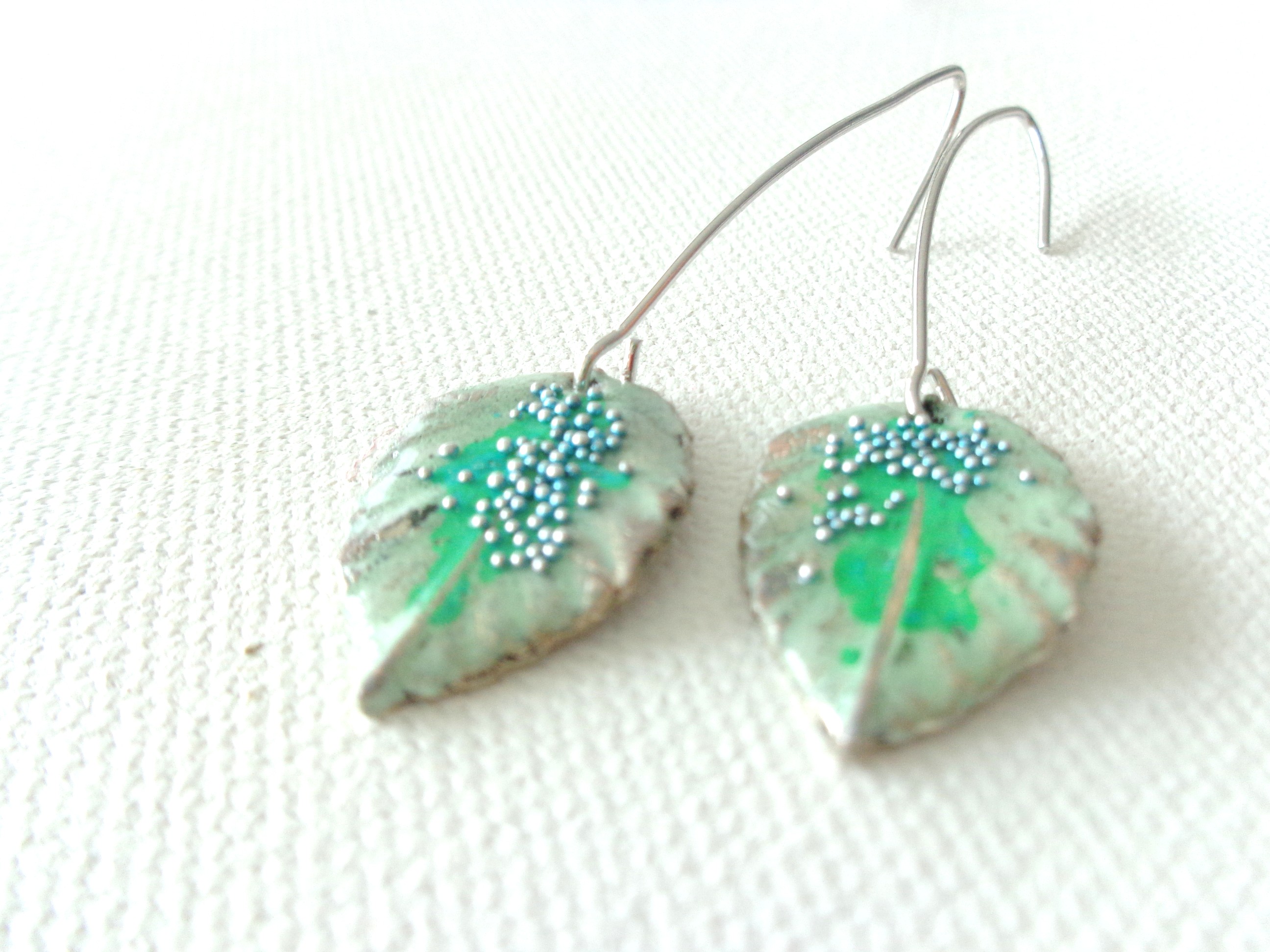 Mint Green Leaf Earrings, Seafoam Green, Pastel Jewelry on Luulla