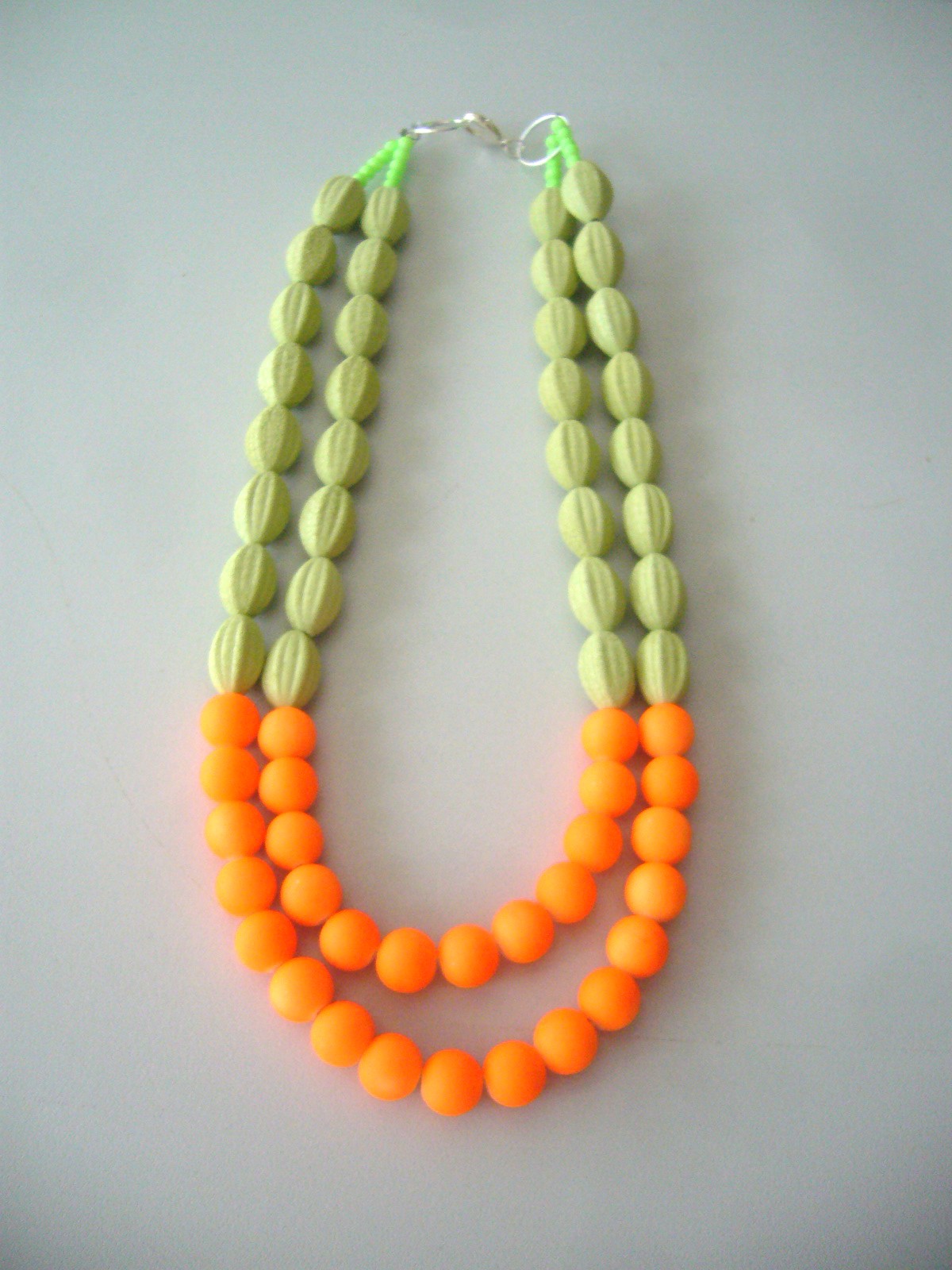 Neon Orange Green Statement Necklace on Luulla